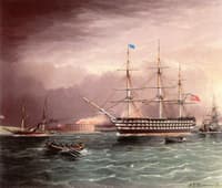 The U.S.S. Pennsylvania Under Tow at the Outbreak of the American Civil War....