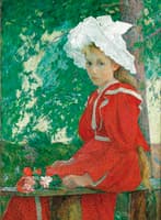 Young Girl Wearing a Dress with Spots