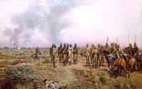 After the Battle. The Emir Mahmud Brought Prisoner to Herbert Kitchener, Atbara, 8 April 1898