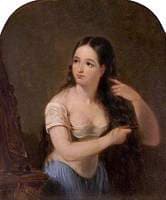 Girl Combing Her Hair