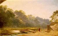 Sketch of a Figure Walking by a Stream