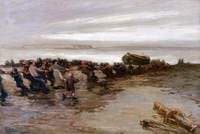 Hauling up the Lifeboat, Holy Island, Northumberland