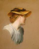 Mrs G F Watts in a Straw Hat