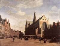 The Grote Markt in Haarlem with the St.-Bavochurch, seen from the West
