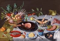 A Still Life with Artichokes, Radishes, Asparagus, Plums, Cherries and Peaches in a Basket