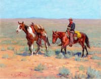 Mounted Cowboy and Pack Horse