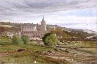 Roofless Cathedral from the North West with a Steam Train
