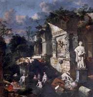 Classical Ruins with Diana and Nymphs Bathing