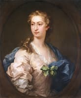 Unknown Woman, in a Pale Pink Dress and Blue Shawl