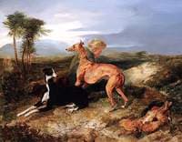 A Boy and Two Greyhounds Resting