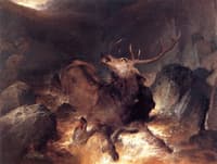 Deer and Deer Hounds in a Mountain Torrent