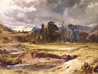 Scottish River Scene with Cattle in a Meadow
