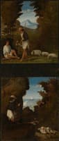 Scenes from Tebaldeo's Eclogues: Thyrsis asks Damon the Cause of his Sorrow / Thyrsis finds the Body
