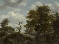 Landscape with Bridge, Cattle and Figures