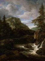 Mountainous Landscape with Waterfall