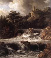 Waterfall with Castle on Rock
