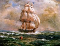 View of a Clipper Ship at Full Sail