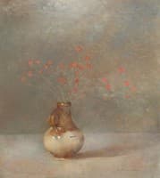 Still-life of Camellias in a Copper Vase