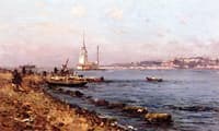 A View of Salacak and Kiz Kulesi [Leander's Tower], Istanbul Turkey