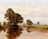 River View with a Resting Shepherd and His Grazing Flock