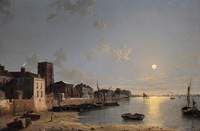 Cheyne Walk in Chelsea, London, by Moonlight