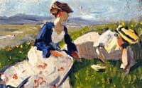 Two Women on the Hillside, Sketch