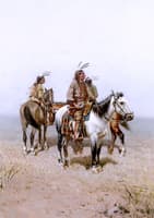 Three Plains Indians on Horseback