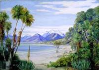 View of Mount Earnshaw from the Island in Lake Wakatipe, New Zealand
