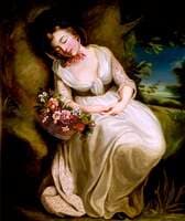 A Girl with a Basket of Flowers