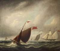 A Frigate and a Schooner off The Needles