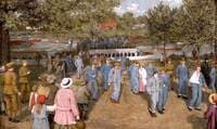 Convalescent Soldiers Arriving by Boat on the Thames....