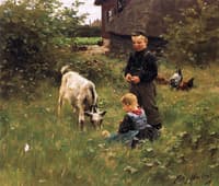 Two Children and a Goat