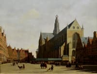 View of the Grand Market and the Church of Saint-Bavon in Haalem