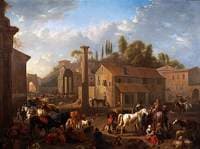 Soldiers Resting in a Village
