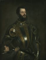 Portrait of Alfonso d'Avalos, Marchese del Vasto, in Armor with a Page