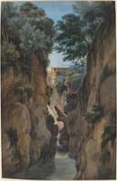 View of a Waterfall through a Ravine