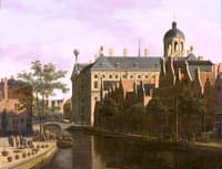 The Nieuwezijds Voorburgwal with the Flower and Tree Market in Amsterdam