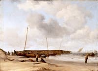 Beach with a Weyschuit Pulled up on Shore
