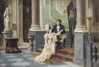 Painter and Lady Inside the Basilica