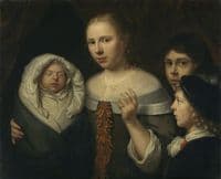 Portrait of a young woman with three children
