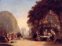 Elegant Figures in a Park