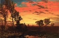 Sunset over a Farm