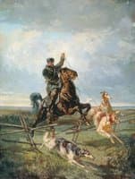 Hunter with Three Dogs