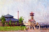 Castle Garden at Battery Pari with the Fire Boat Tower