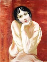Seated Woman on a Brick Background