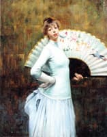 Elegant Lady Holding a Fan