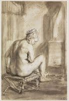 Seated Female Nude near a Stove