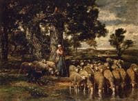 A Shepherdess with Her Flock