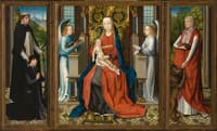 Madonna and Child with Angels; Donor and His Patron Saint Peter Martyr and Saint Jerome (Triptych)