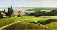 Ukrainian Landscape with Cottages